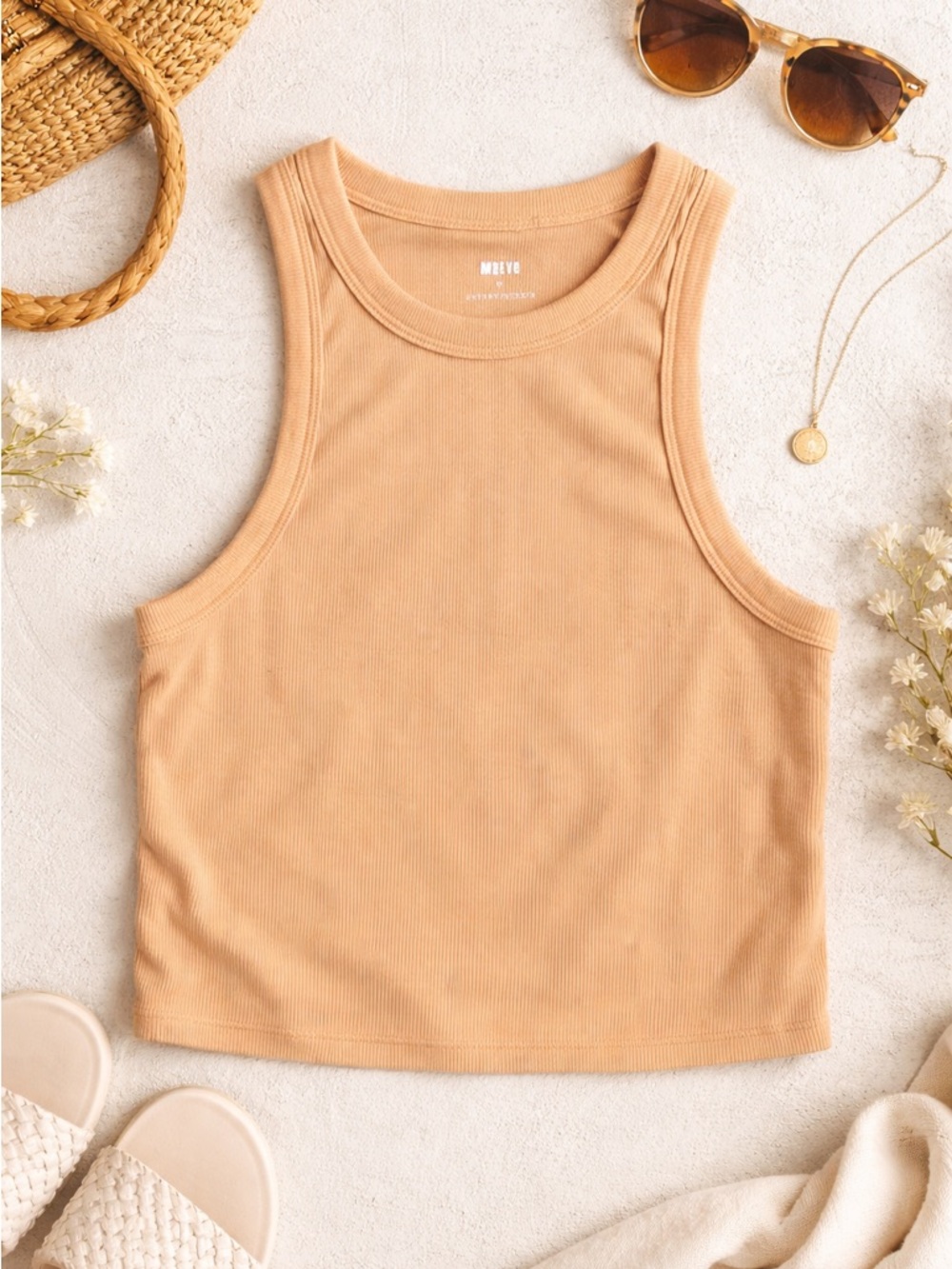 Maeve Anthropologie Ribbed Tank Top Cotton Stretch Basic Medium